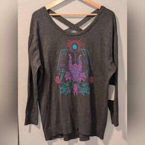 Disney Villains Maleficent Grey Sweater-knit Womens  Criss Cross Back TORRID 1X